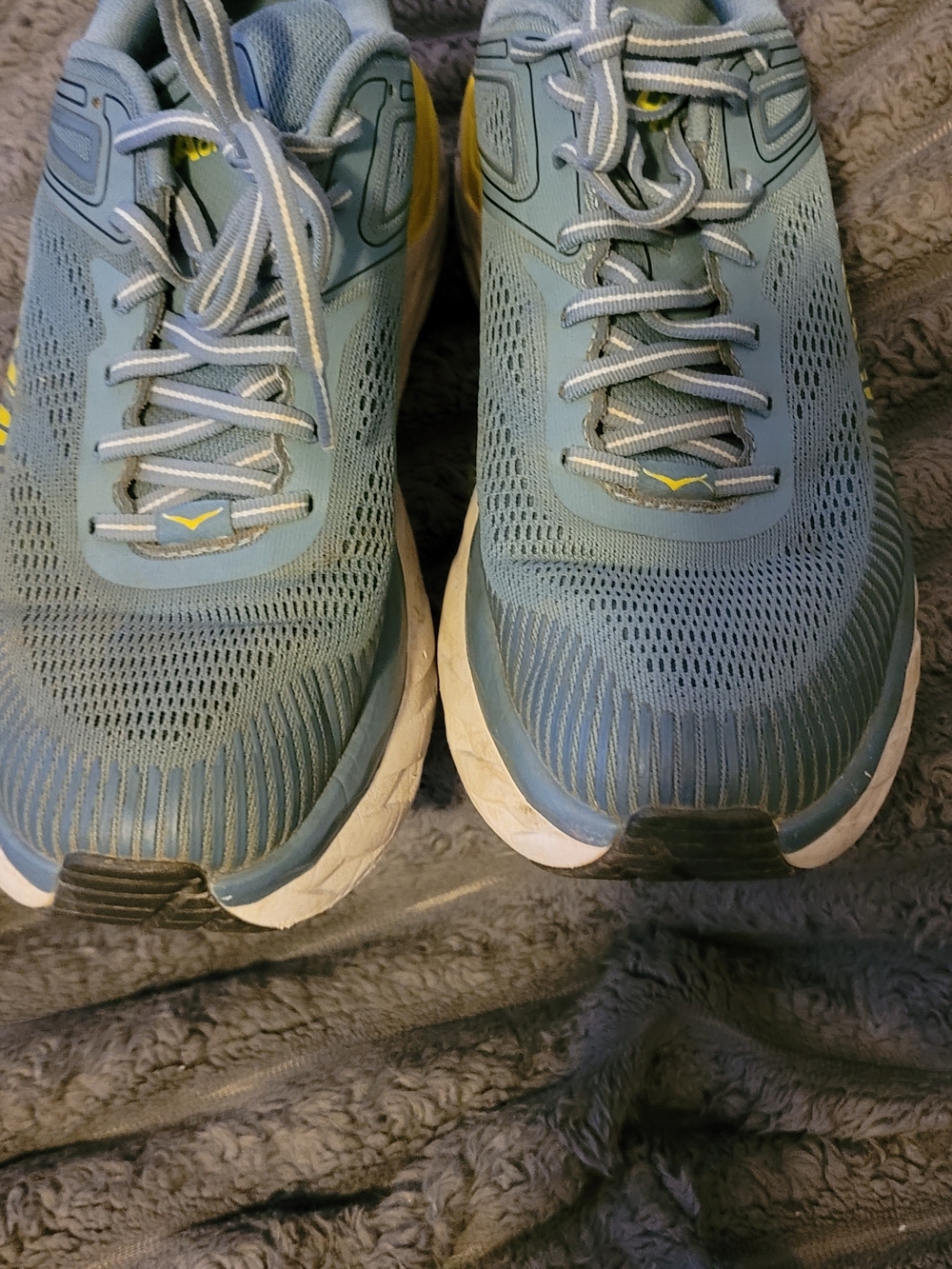 Hoka One One men's Sky Blue Running Sneakers with Yellow Accents